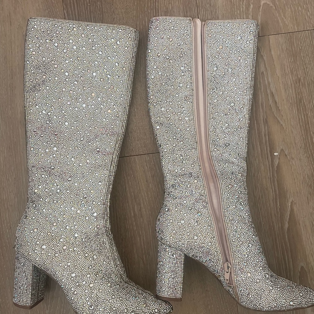 Betsey Johnson Glittering Silver Heeled Boots